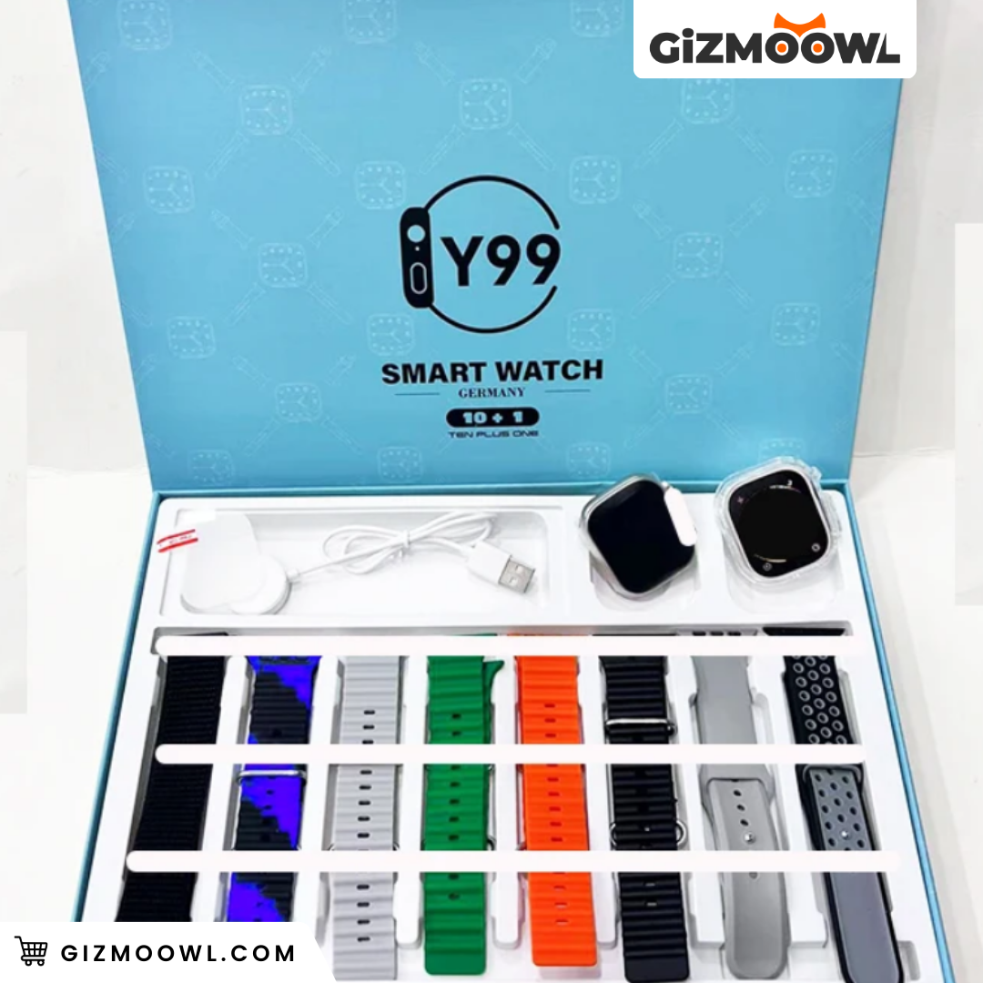 Y99 Ultra Smart Watch Gift Set with 10+1 Straps and Watch Case